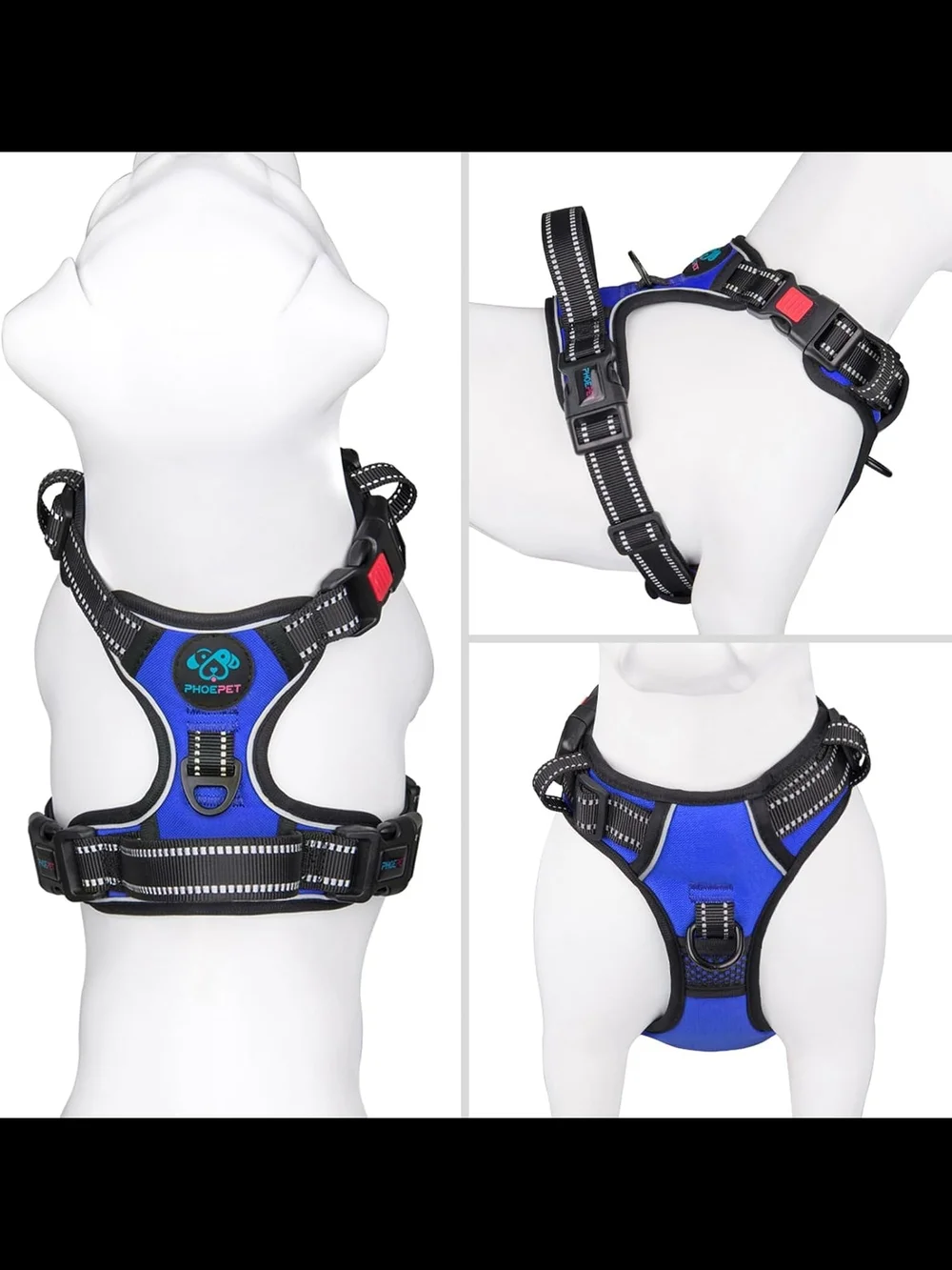 PHOEPET No Pull Dog Harness Reflective Front Clip Vest with Handle